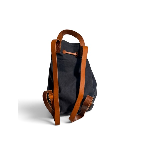 Madewell The Somerset Canvas Backpack Black Leather Trim Drawstring H6619 Womens main image 5